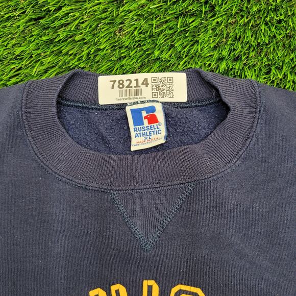 Vintage University-of Michigan Sweatshirt L/XL 23x25 Blue - Picture 9 of 13